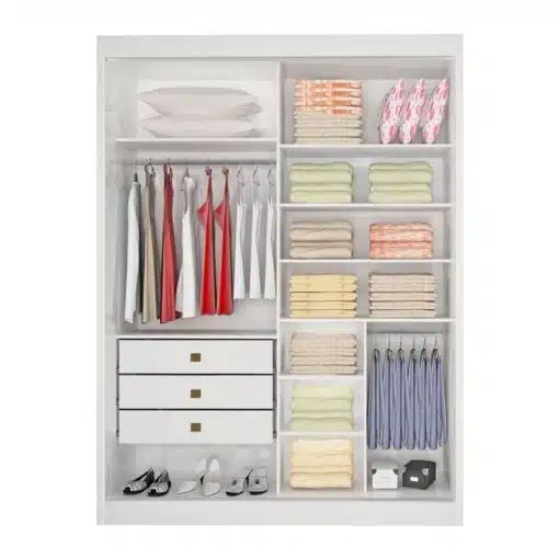 Roupeiro Atenas Cinamomo/Off 2 Portas C/ 1 Espelho 100% MDF Portas Flex Larg. 1.85m - D Doro - Imagem 2