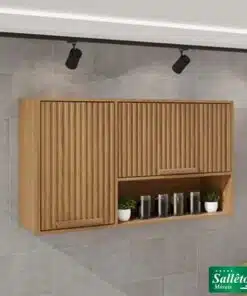 Armário Aéreo Florida Ripado Cinamomo 2 Portas Larg. 1.20m Sallêto