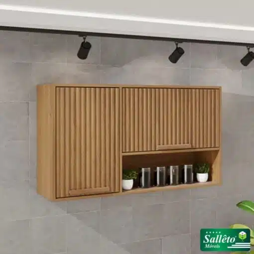 Armário Aéreo Florida Ripado Cinamomo 2 Portas Larg. 1.20m Sallêto