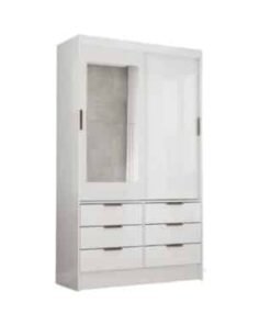 Guarda-Roupa Sevilha c/ espelho 2 portas e 6 gavetas - Branco