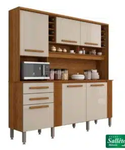 Armário Cozinha Catar Cinamomo/Off 6 Portas 2 Gavetas Larg. 2.00m - Sallêto
