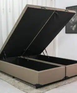 Base Box Baú Queen Bipartido Eli 158x198x42 Korino Bege Blindado Nature