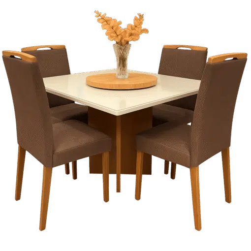 Mesa Salinas 90 Cinamomo/Off White com 4 Cadeiras Priscila Veludo Marrom 1014 – AVALON DECOR + CARVALHO DECOR - Imagem 4