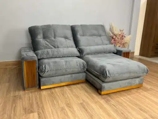 Sofá Retrátil e Reclinável Búzios 2.50m - Cinza Veludo - Imagem 2