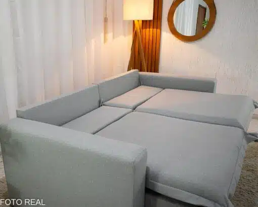 Sofá Retrátil e Cama Torino 2.10m Linho Cinza 507 - Sem Caixa - Imagem 9