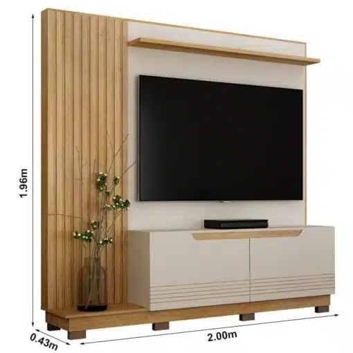 Home Santiago Off/Cinamomo Ripado TV até 80 Polegadas Larg. 2.00m - Valdemoveis - Imagem 2