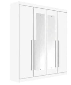 Guarda-Roupa Da Vinci Plus c/ espelho 4 portas e 3 gavetas - Branco