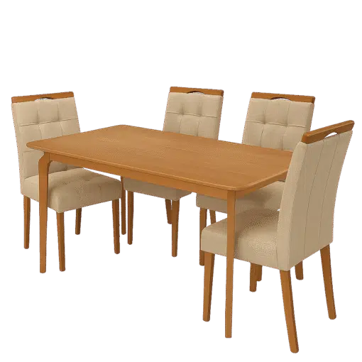 Mesa Alegra 120 Cinamomo com 4 Cadeiras Sophia Linho Bege 200 – JCM MOVELARIA + WM DECOR - Imagem 3