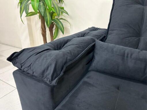 Sofá Retrátil Reclinável Atenas 2.70m - Preto Veludo - Imagem 8