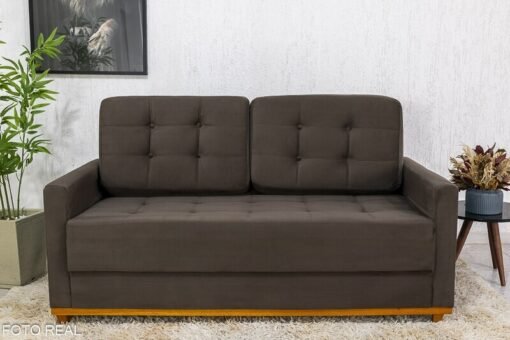 Sofá 3 lugares Living Áustria Veludo Marrom A17 Larg. 1.70m - Imagem 2