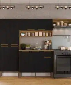 Cozinha Completa Madri 4 peças - Cinamomo/Preto