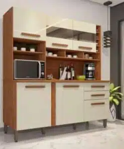 Armário Kit de Cozinha Alexia 6 Portas 2 Gavetas - Cinamomo/Off White