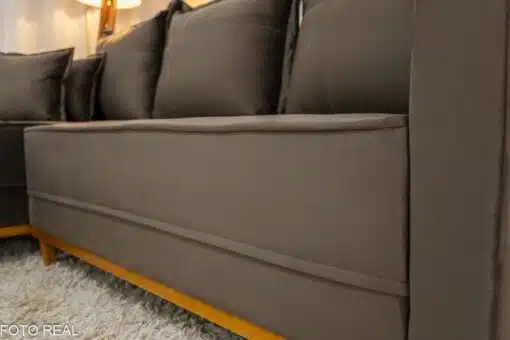 Sofá 3 Lug. Milão C/Chaise Lado Direito Veludo Marrom 815 Larg. 2.30m - Molas Ensacadas - Imagem 4
