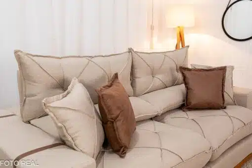Sofá Retrátil Reclinável Gran Bello 2.50m Linho Bege - Molas Ensacadas - Imagem 7