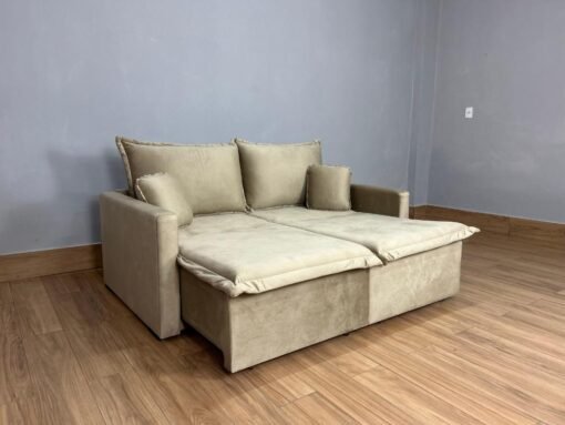 Sofá Cama Retrátil Reclinável Positano 1.80m Mod.80 - Capuccino Veludo - Imagem 2