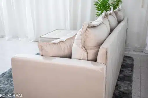 Sofá 3 Lug. Milão C/Chaise Lado Direito Veludo Bege 818 Larg. 2.30m - Molas Ensacadas - Imagem 4