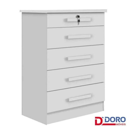 Cômoda Ipanema Branco 5 Gavetas Larg. 0.85m - D Doro