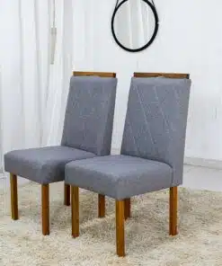2 Cadeiras Diamante Linho Cinza 2904 Madeira Maciça JCM - Entregue Montada