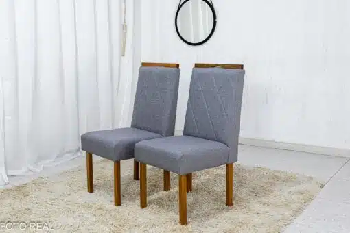 2 Cadeiras Diamante Linho Cinza 2904 Madeira Maciça JCM - Entregue Montada