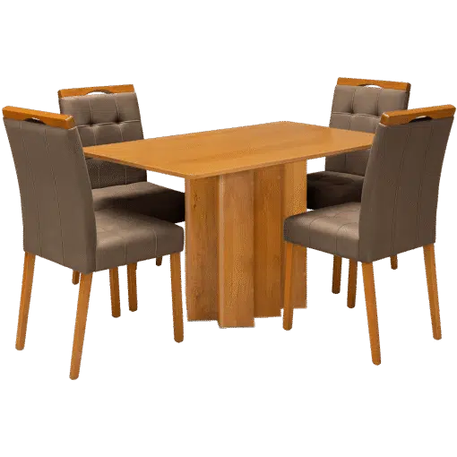 Mesa Recife 120 Cinamono Laminado com 4 Cadeiras Sophia Veludo Marrom – CEL MÓVEIS + WM DECOR - Imagem 3