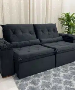 Sofá Retrátil Reclinável Las Vegas 2.30m -  Preto Veludão