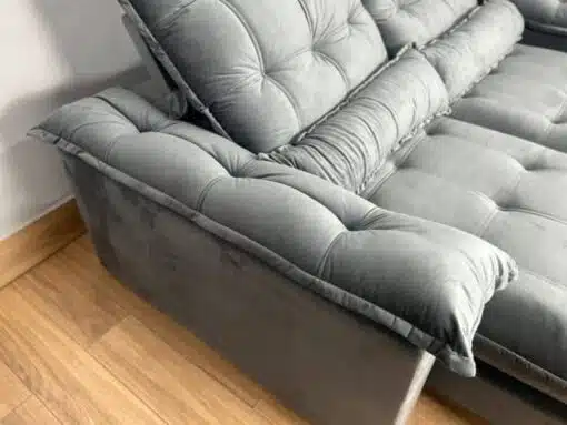 Sofá Retrátil e Reclinável Istambul 2.30m - Cinza Veludo - Imagem 3