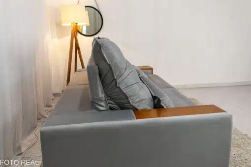 Sofá Retrátil Reclinável Gênova 2.30m Veludo Prata 823 - Molas Ensacadas - Imagem 8