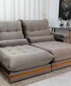 Sofá Retrátil Reclinável Ibis 2.50m Veludo Cinza 813 - D33 e Molas Ensacadas