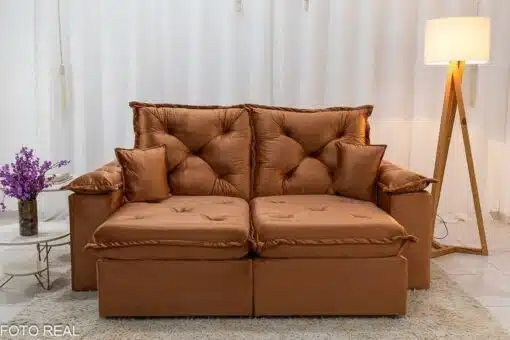 Sofá Retrátil Reclinável Porto Madri 2.00m Veludo Terracota - D28 Pró Aditivada - Imagem 4