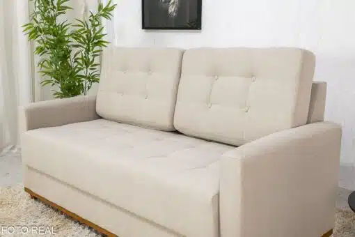 Sofá 3 lugares Living Áustria Linho Bege A57 Larg. 1.70m - Imagem 3