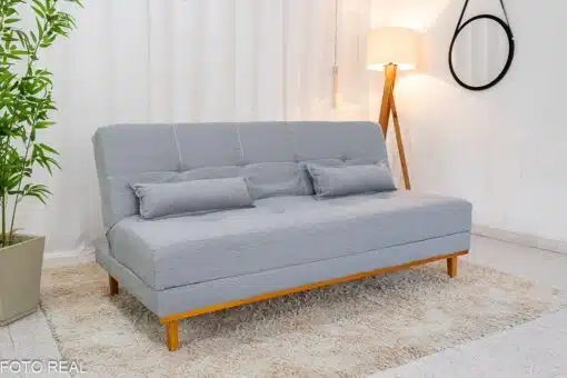 Sofá Cama Madrid larg. 1.80m Molas Bonnel Linho Cinza 2275