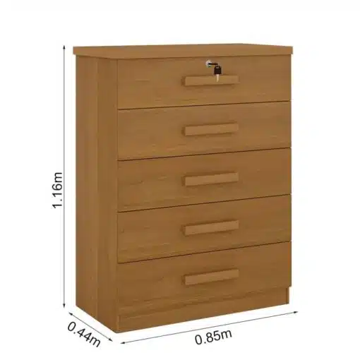 Cômoda Ipanema Cinamomo 5 Gavetas Larg. 0.85m - D Doro - Imagem 2