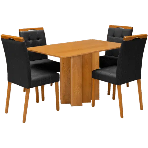 Mesa Recife 120 Cinamono Laminado com 4 Cadeiras Sophia Veludo Preto – CEL MÓVEIS + WM DECOR - Imagem 3