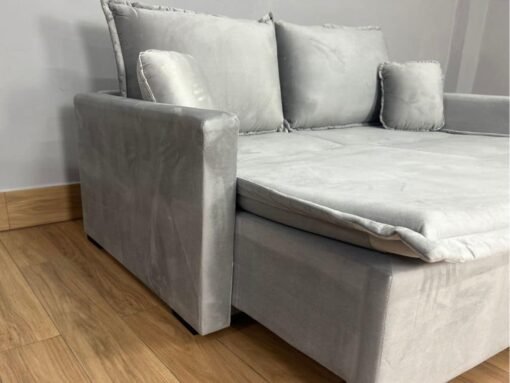 Sofá Cama Retrátil Reclinável Positano 1.80m Mod.80 - Prata Veludo - Imagem 5