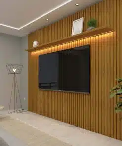 Painel Nobre Naturale Ripado 100% MDF C/ Led TV até 85 Naturale Larg. 2.30m - Gelius