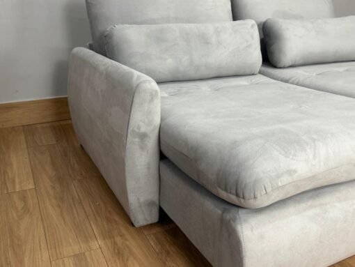Sofá Cama Retrátil Reclinável Amaranto 2.10m Mod.90 - Prata Veludo - Imagem 2
