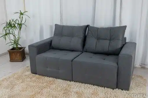 Sofá Retrátil Havaí 1.80m Veludinho Cinza 20 - Sem Caixa - Imagem 4