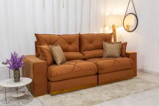 Sofá Retrátil Reclinável Gran Bello 2.50m Veludo Terracota 24 - Molas Ensacadas Pocket - Imagem 3