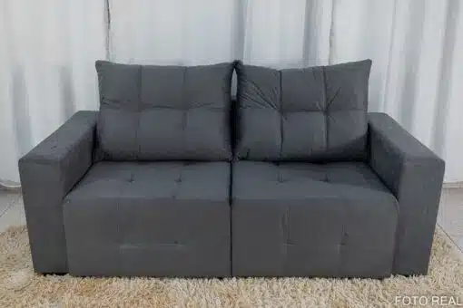 Sofá Retrátil Havaí 1.80m Veludinho Cinza 20 - Sem Caixa - Imagem 5