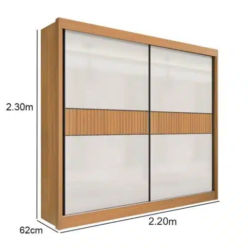 Roupeiro Cancun Cinamomo/Off 2 Portas 6 Gavetas Detalhe Ripado 100% MDF Larg. 2.20m - D Doro - Imagem 3