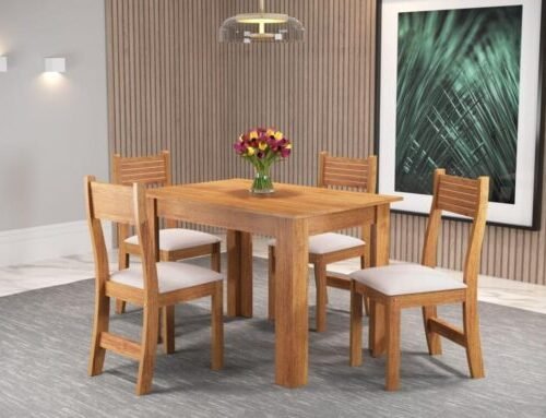 Mesa de Jantar Palace 1.10x0.75 Com 4 Cadeiras Brisa Veludo - Mel/Blonde Pastel