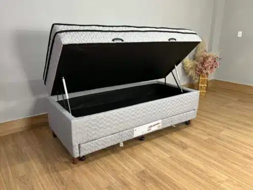 Cama Box Baú Sublime Molas Solteiro Com Auxiliar -  88X188X57 - Imagem 2