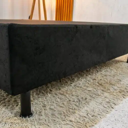 Box Casal Sued Preto Nosso Sonho + Colchão Casal Santé 100% Espuma D33 138x188x52 - Nosso Sonho - Imagem 5
