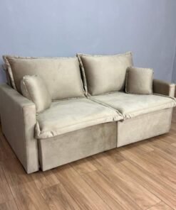 Sofá Cama Retrátil Reclinável Positano 1.80m Mod.80 - Capuccino Veludo