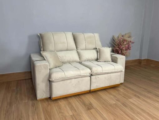 Sofá Retrátil Reclinável Oásis 1.80m - Bege Veludão - Imagem 7