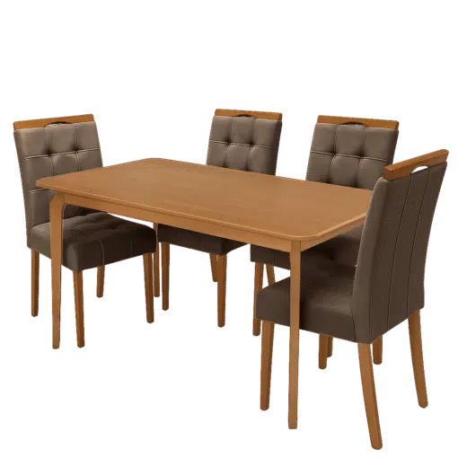 Mesa Alegra 120 Cinamomo com 4 Cadeiras Sophia Veludo Marrom – JCM MOVELARIA + WM DECOR - Imagem 3
