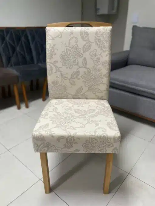 Mesa Salinas 120 Cinamomo/Off White com 4 Cadeiras Priscila Veludo Bege 224 – AVALON DECOR + CARVALHO DECOR - Imagem 2