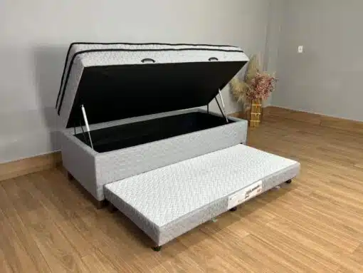 Cama Box Baú Sublime Molas Solteiro Com Auxiliar -  88X188X57