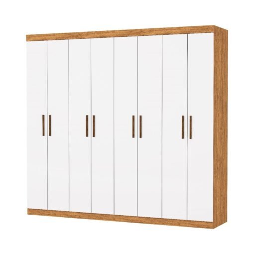Guarda-Roupa Rubi 8 Portas e 4 Gavetas -  Cinamomo/Branco - Imagem 2