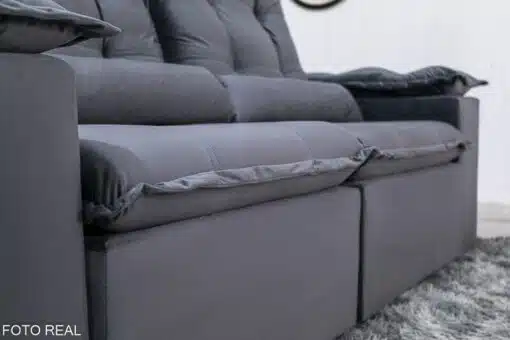 Sofá Retrátil Reclinável Grécia 2.00m Veludo Cinza - Sem Caixa - Imagem 7